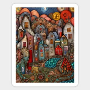 Magical Folk Village Under Moonlight Sticker